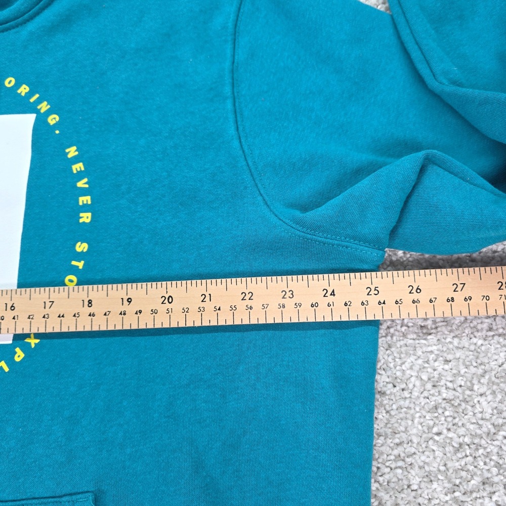 The North Face Mens Teal Blue Never Stop Exploring Box Logo Hoodie Large - Picture 3 of 5